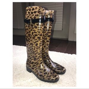 Lauren Ralph Lauren Leopard Print Waterproof Rain Boots
